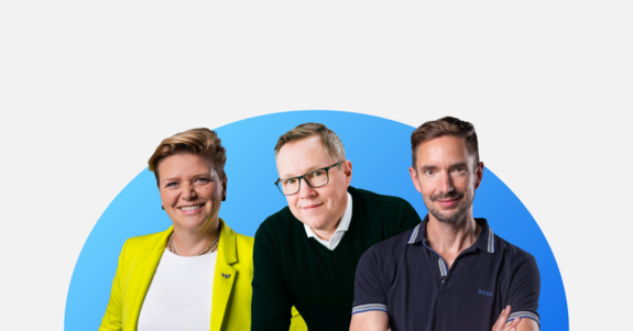 Foto der bisherigen drei Gesch&auml;ftsf&uuml;hrer der TEAMWILLE GmbH von links nach rechts Ricarda Memel, Richard de Vaan und Johannes Wille